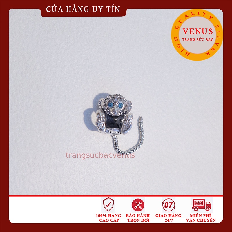 [Hàng cao cấp] Charm bạc 925 hình khỉ mắt xanh đuôi dài- Mã sản phẩm VENUSKMX