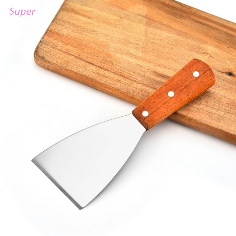 Dụng cụ cắt bánh pizza hình tam giác bằng thép không gỉ tay cầm gỗ