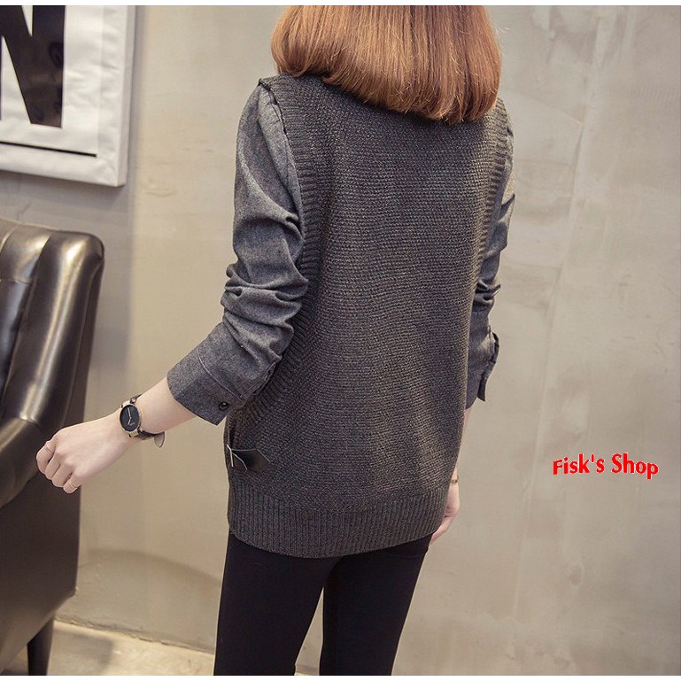 Áo len gile liền sơ mi