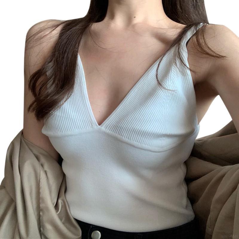 Áo lửng không tay cổ chữ V khoét sâu quyến rũ thời trang dành cho nữ