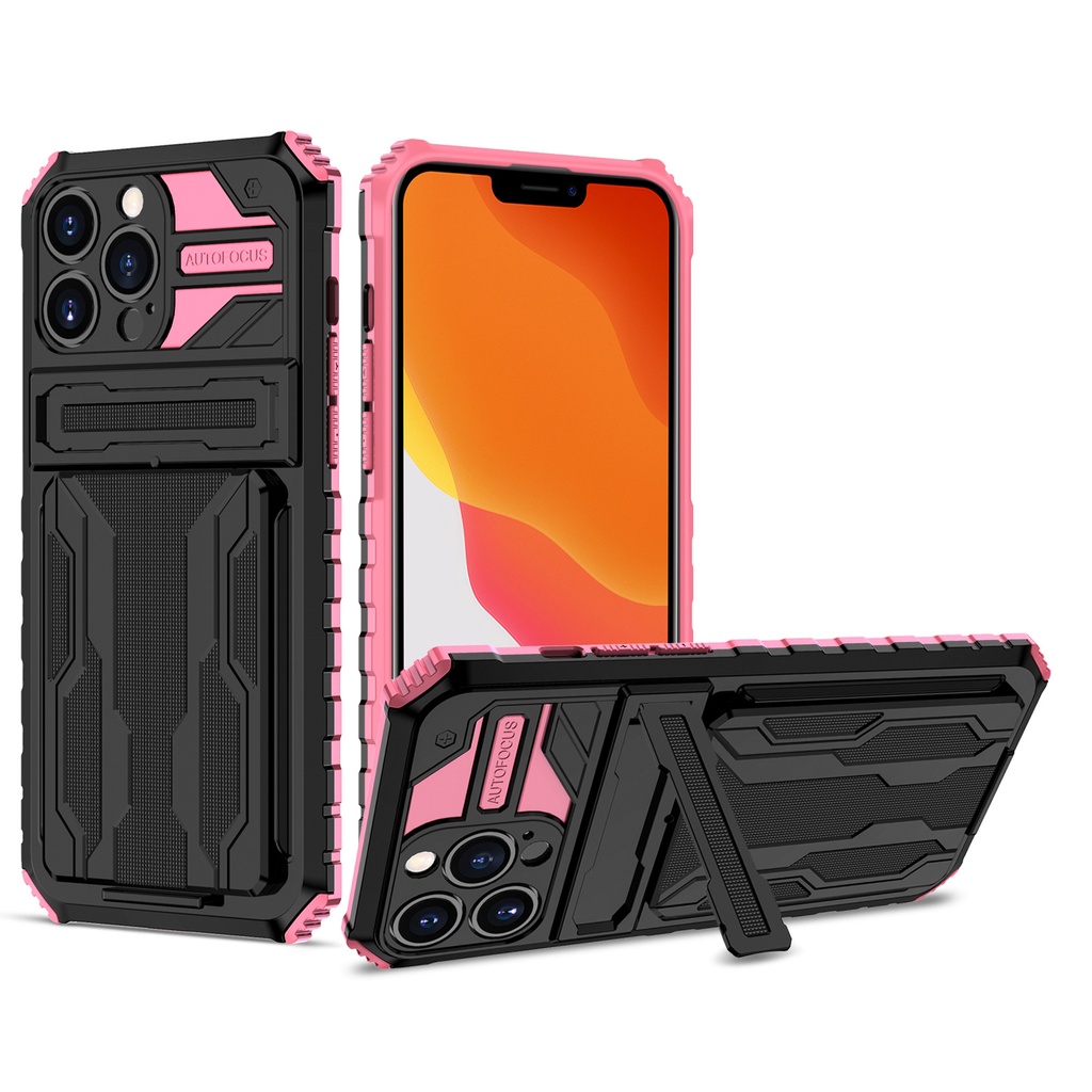 Ốp Điện Thoại Armor Mẫu Mới Có Ngăn Đựng Thẻ Chống Sốc / Đá Đánh Lửa Cho iPhone 14 Pro Max Plus 13 12 11 Pro Max X Max XR