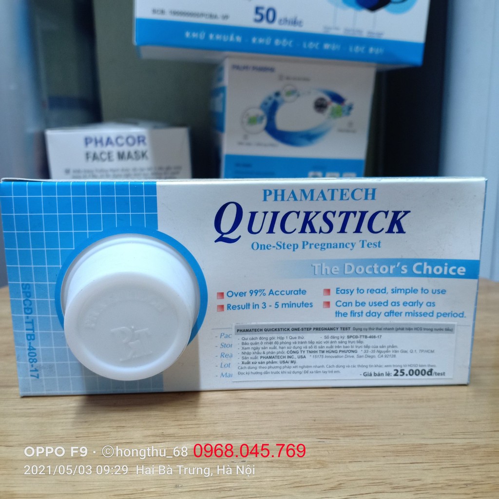 Que thử thai Quickstick hộp 1 que thử kèm cốc