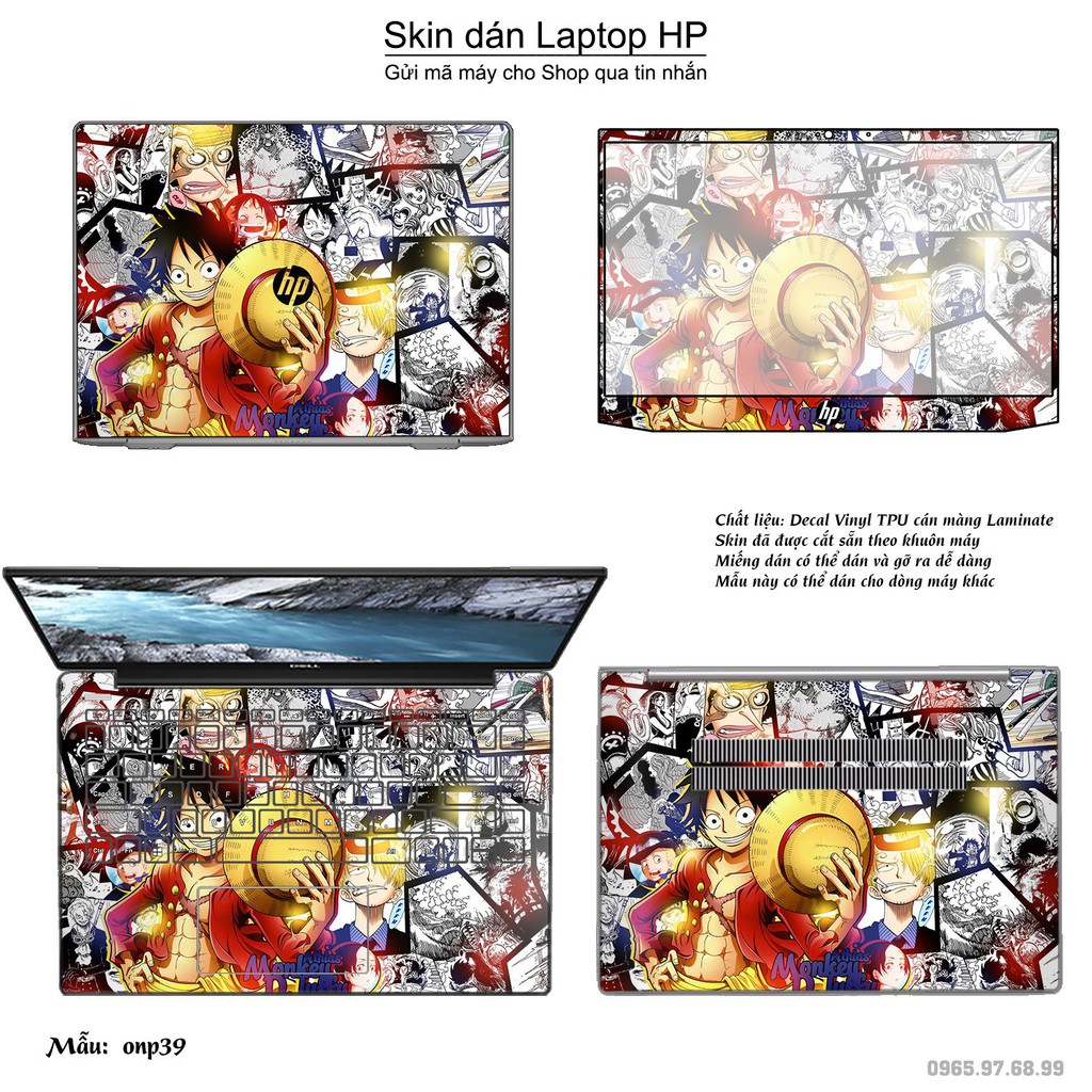 Skin dán Laptop HP in hình One Piece nhiều mẫu 24 (inbox mã máy cho Shop)