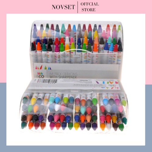 HỘP MÀU 64 CÂY CRAYON HỘP NHỰA