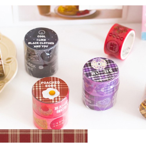 Washi Tape Chủ Đề Trà Sữa Và Công Nghệ Set 2 Cuộn Khổ 22mm