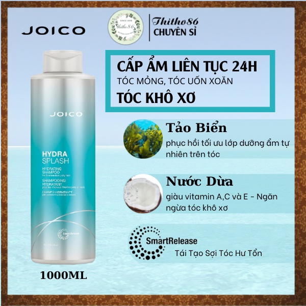 Dầu Gội Xả Cấp Ẩm Dưỡng Tóc Mềm Mượt Dành Cho Tóc Khô JOICO HYDRASPLASH HYDRATING Chiết Xuất Tảo Biển 1000ML