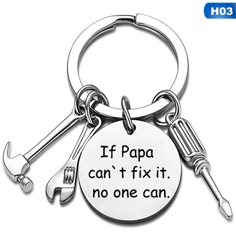 Móc Chìa Khóa Gắn Hình Dụng Cụ Có Mặt Khắc Câu Chữ Ý Nghĩa Dùng Làm Quà Tặng Cha/Ông/Chú
