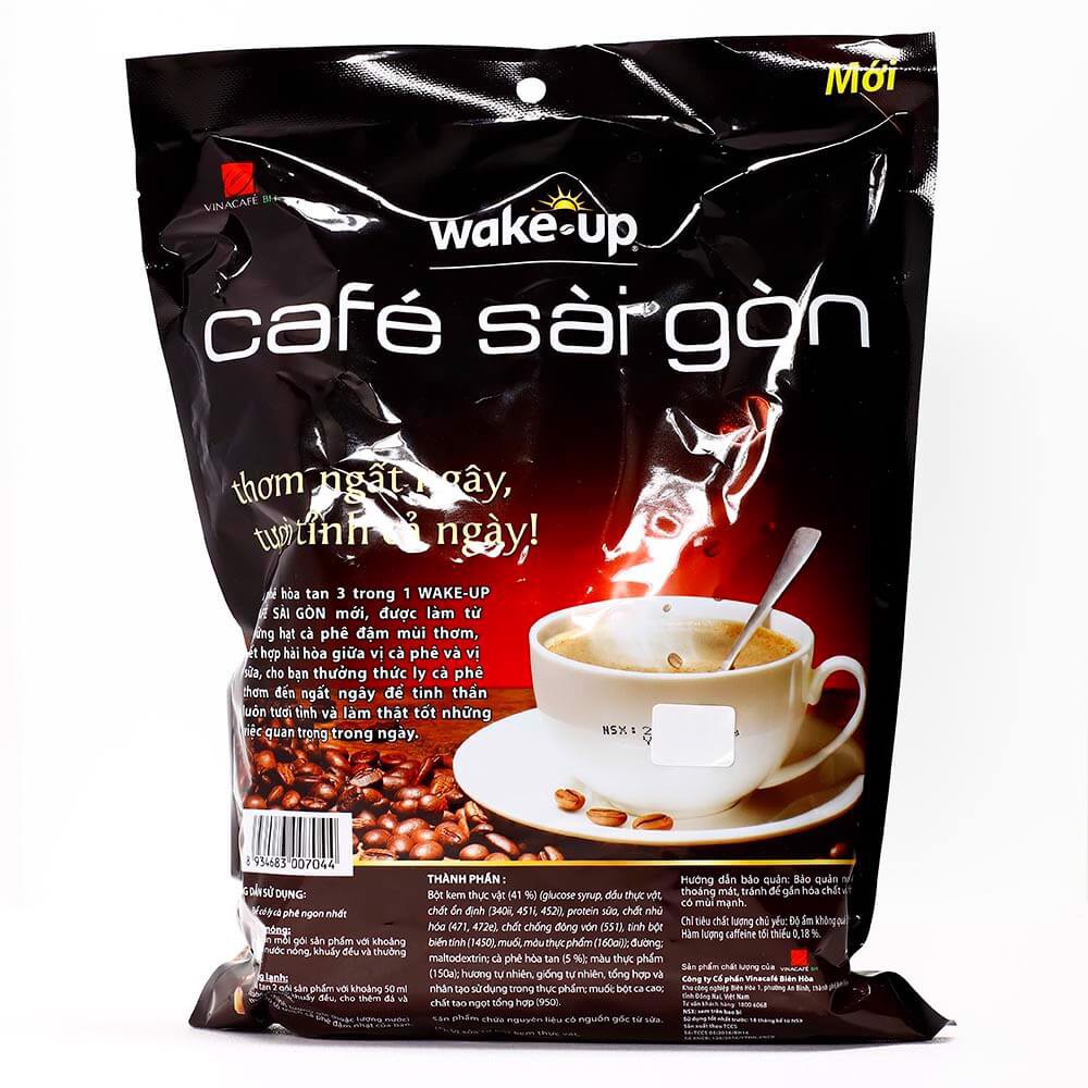 Cafe  2 Sữa Wake Up Sài Gòn 3 Trong 1- HSD 18 Tháng