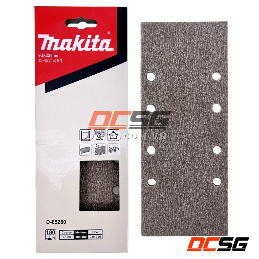 Giấy chà nhám cho gỗ 93x228mm Makita 10 tờ/ bộ (Chọn độ hạt) | DCSG