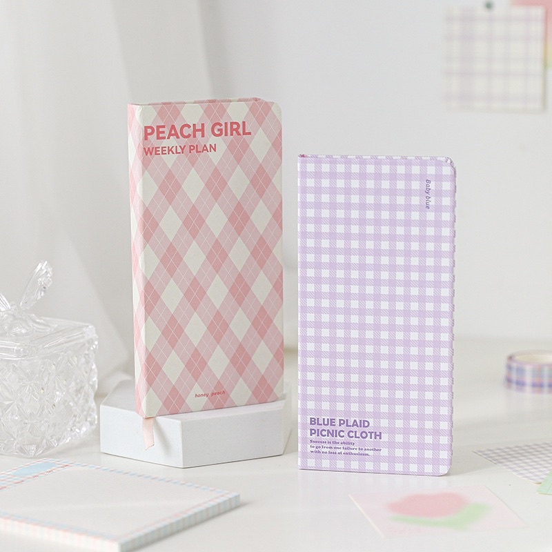 Sổ Tay Slim Sổ Nhật Ký Ruột Caro Bìa Cứng Phong Cách Highteen Trang Trí Bullet Journal 2022