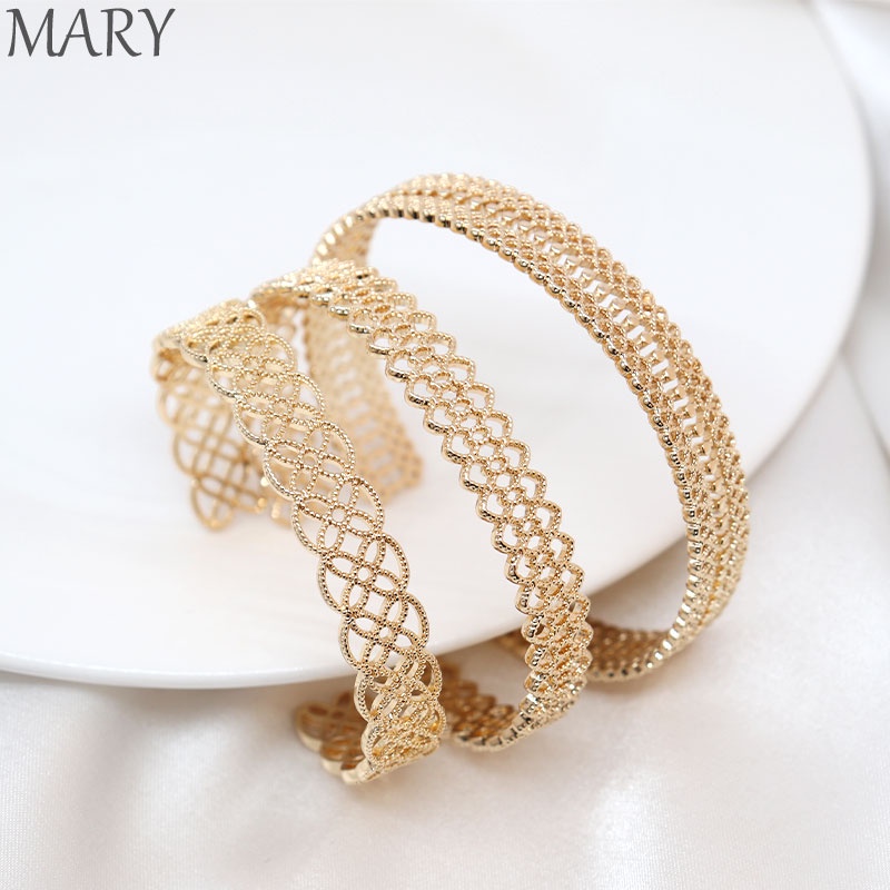 Vòng Tay Mặt Bán Nguyệt Rỗng Bằng Đồng 14K Phong Cách Hoàng Gia diy