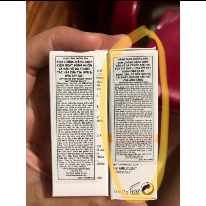 [Auth có tem phụ TV] Kem chống nắng da dầu mụn La Roche Posay 3ml | BigBuy360 - bigbuy360.vn