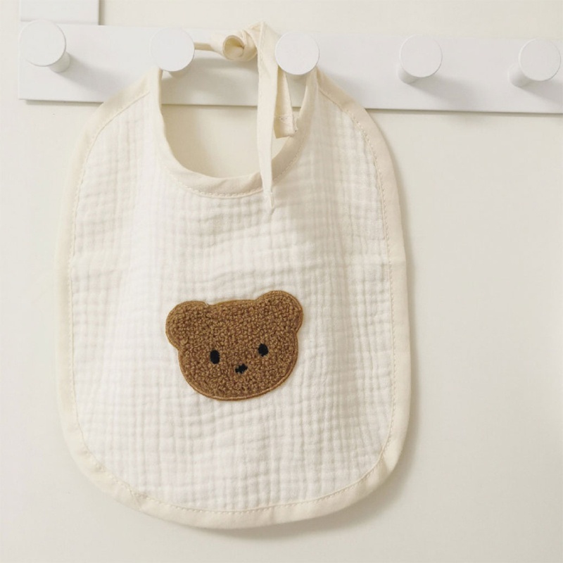 Yếm Ăn Vải Cotton Sữa Chống Té Ngã Hình Gấu Mini Thời Trang Cho Bé
