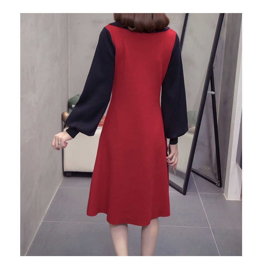 Váy bầu LEN CÔNG SỞ thiết kế giả yếm  tinh tế, chất len cao cấp mềm mịn VL250