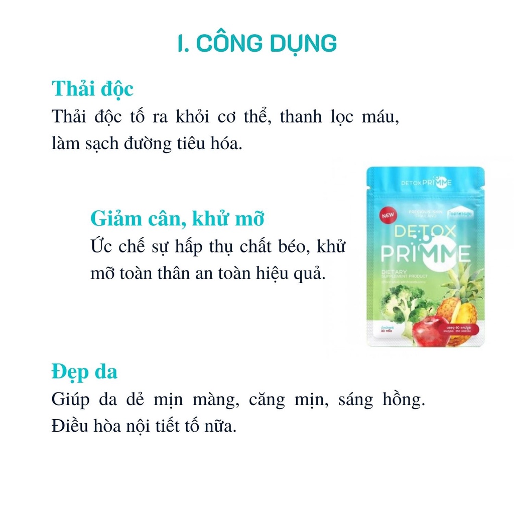 Viên uống giảm cân, khử mỡ Detox Primme Thái Lan chính hãng, đầy đủ bill