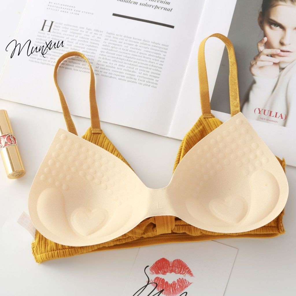 Áo bra nữ thắt nơ dây, chất cotton đệm mỏng không gọng nâng ngực - MUNXUU BR08 | BigBuy360 - bigbuy360.vn