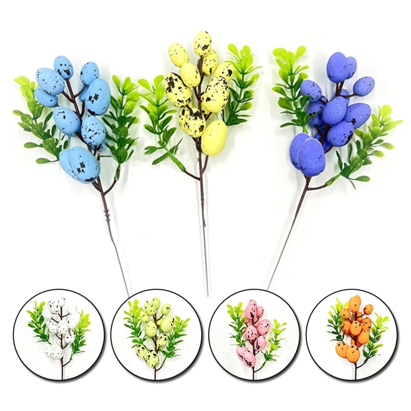 Nhánh Cây Nhân Tạo Bằng Xốp DIY Hình Trứng Phục Sinh Nhiều Màu Sắc Trang Trí Nhà Cửa
