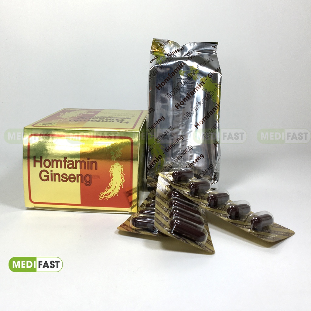 Nhân sâm bổ sung Vitamin giảm stress, mệt mỏi Homfamin Ginseng hộp 60 viên Homfamin