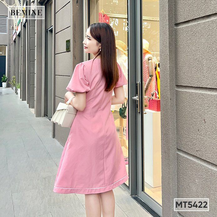 Đầm cổ V tai thỏ BEMINE MT5422HONG