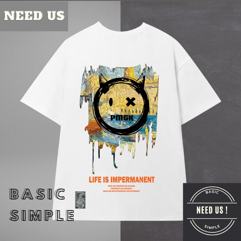 38-95kg  Áo phông tay lỡ PMGK, Áo thun Cotton cao cấp Unisex cực đep 100% cotton thoáng mát