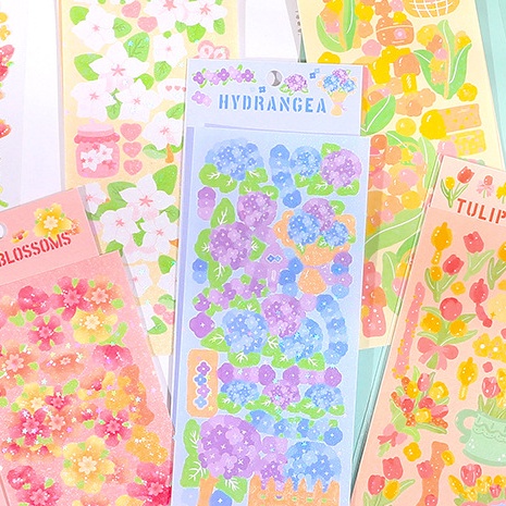 Peach 1Pcs Apricot pear rain clouds Rose sunflower tulip flower sticker Journal Scrapbook Decor Sticker