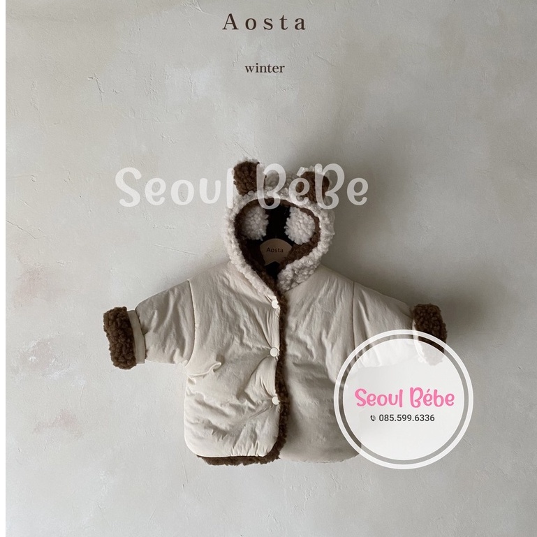 Áo khoác mặc được 2 mặt Aosta Reversible Bear Jacket cho bé made in Korea