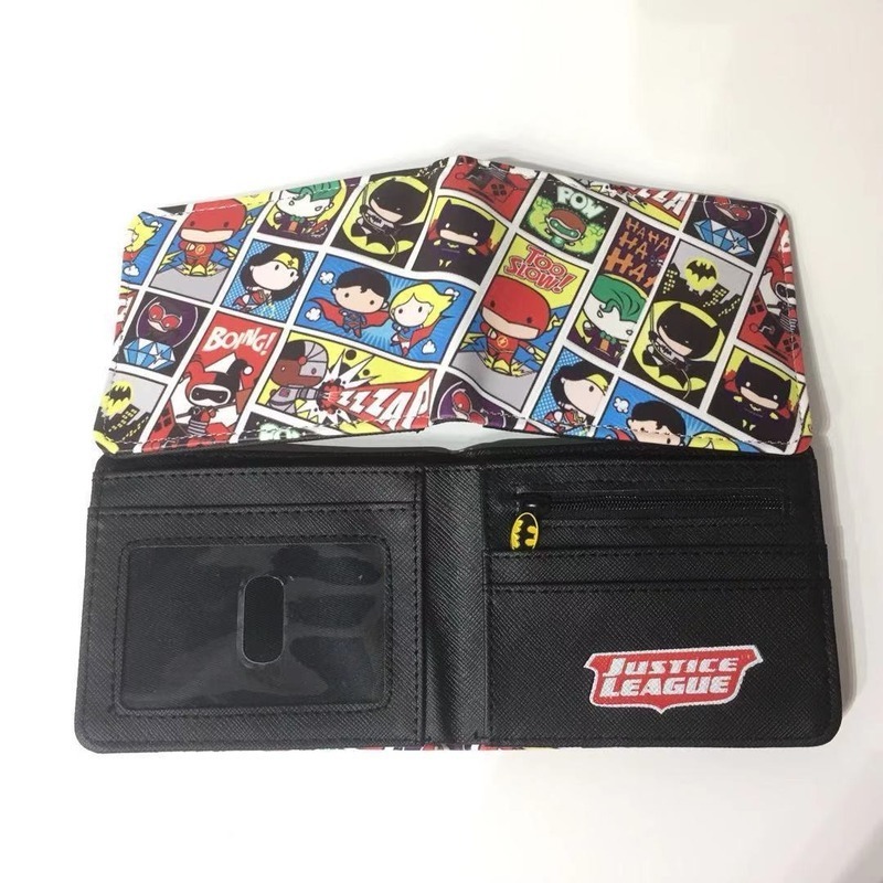Q Version Comic DC Justice League Short Wallet Cute Batman Flash Superman Coin Purse