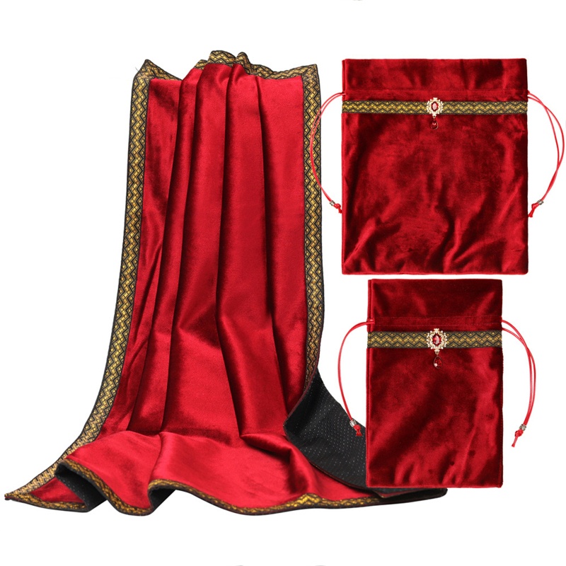 Tấm Thảm Trải Bàn Chơi Game Hình Vuông Bằng Vải Nhung Kèm Túi Đựng Thẻ Bài Tarot Pou