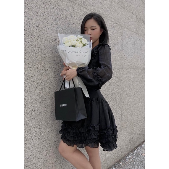 Đầm dự tiệc khoé eo tôn dáng tùng nhún bèo cực dễ thương | BigBuy360 - bigbuy360.vn