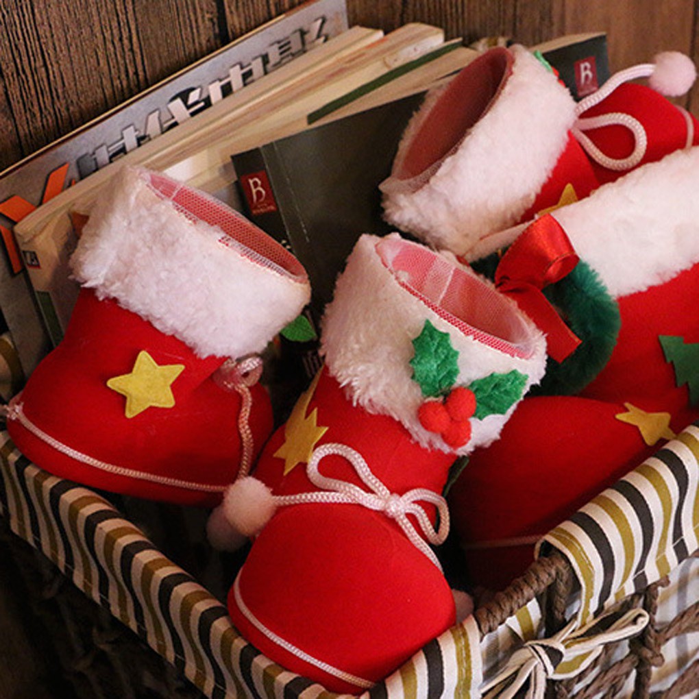 Giầy Ống Ông Già Noel + Kẹo, Quà Tặng Trẻ Em, Đồ Trang Trí Noel