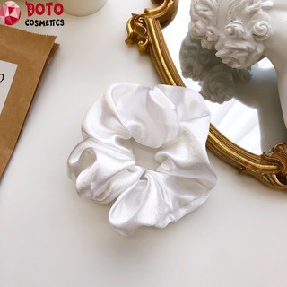 Nơ Buộc Tóc [FREESHIP EXTRA] Cột Tóc Scrunchies Lụa Trắng Trơn Phong Cách Hàn Quốc Đeo Tay Sống Ảo