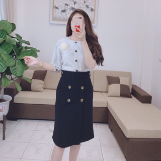 Chân váy chữ A 4 cúc