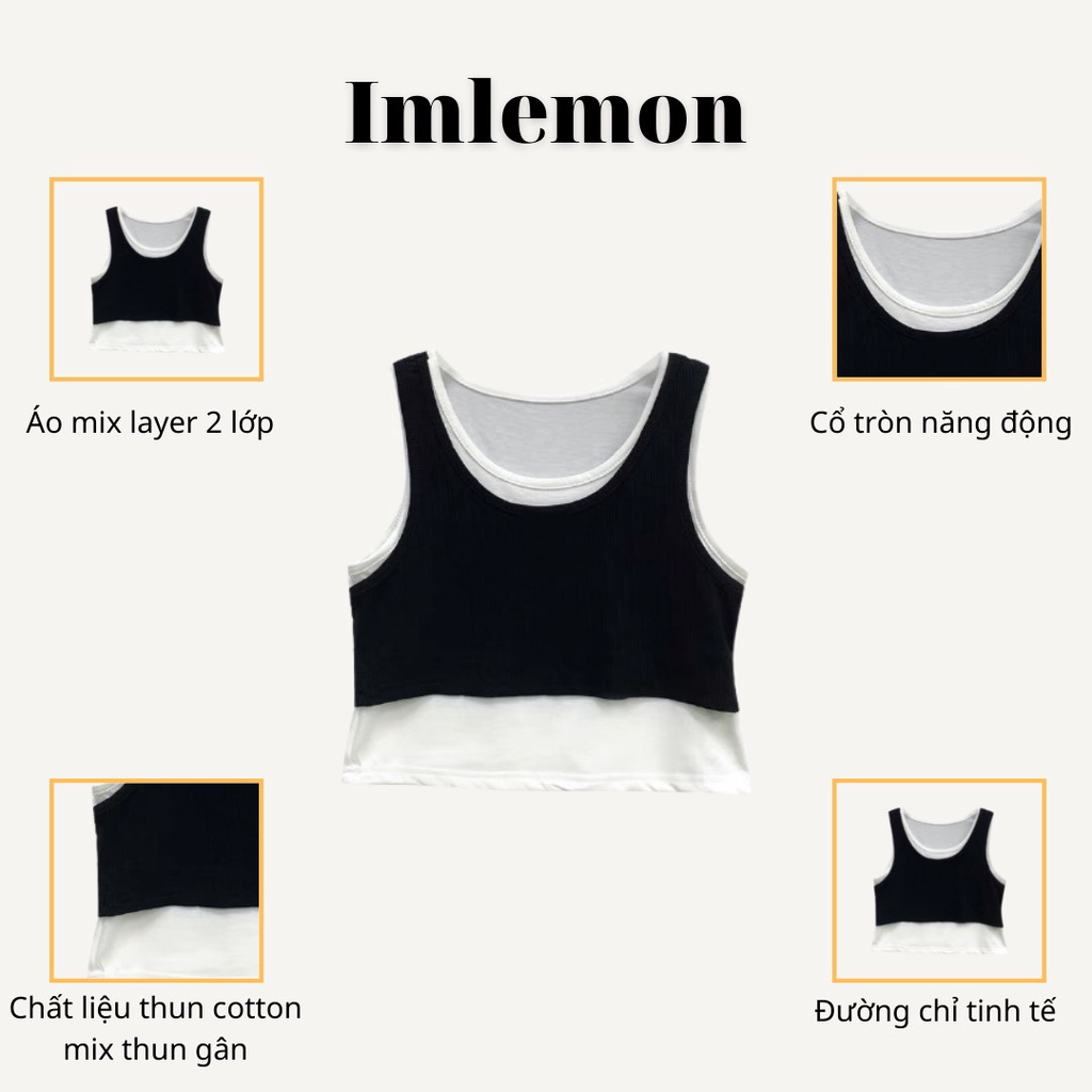 Áo Croptop Nữ Ba Lỗ Mix Layer Phối Kiểu Trong Ngoài Năng Động