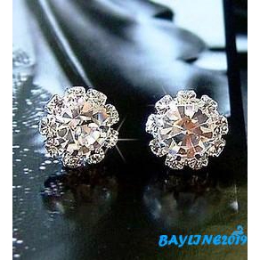 Bông tai mạ bạc đính đá pha lê thời trang cho nữ