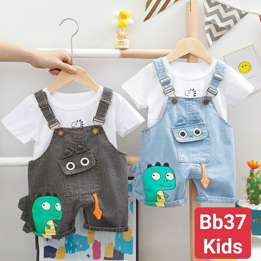 Bộ Yếm Jean Vải Áo Cotton Mềm Mịn Mát (sz 12-20kg) BB 37