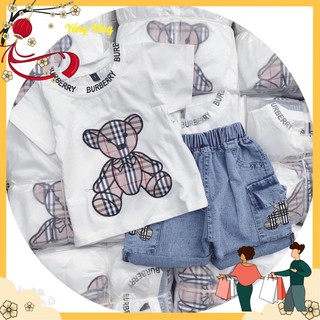 SBT65 - SET BÉ TRAI ÁO CỘC GẤU BBR + QUẦN BÒ XANH