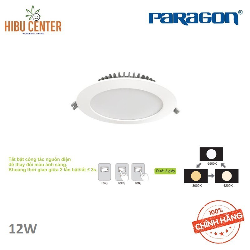 Đèn LED Paragon Downlight Âm Trần Có Đổi Màu (PRDYY Series) - 5W/ 7W/ 9W/ 12W/ 20W. Hàng Chính Hãng – HIBUCENTER