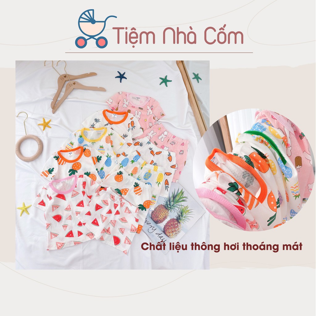 Bộ quần áo cộc tay bé trai, bé gái thông hơi siêu mát - Hình hoa quả - MC022