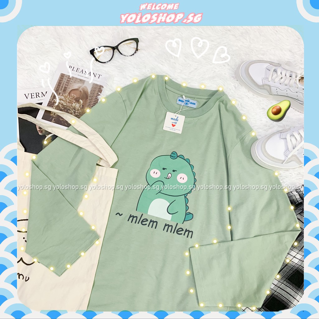 Áo Thun Tay Dài Unisex KHỦNG LONG MLEM MLEM Thu Đông ( HÀNG ĐẸP KÈM ẢNH THẬT )