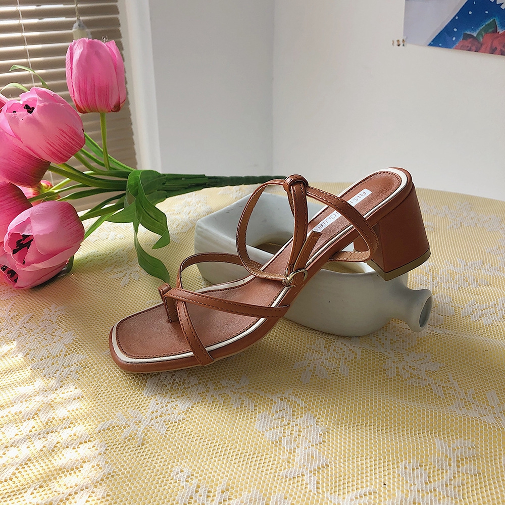 Giày sandal xỏ ngón có gót cao và phẳng thời trang cho nữ