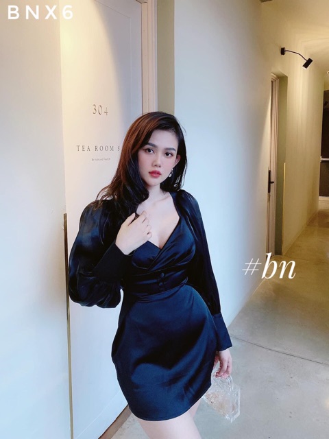 Váy tay bồng ôm body siêu ôm vòng 1 siêu tôn dáng