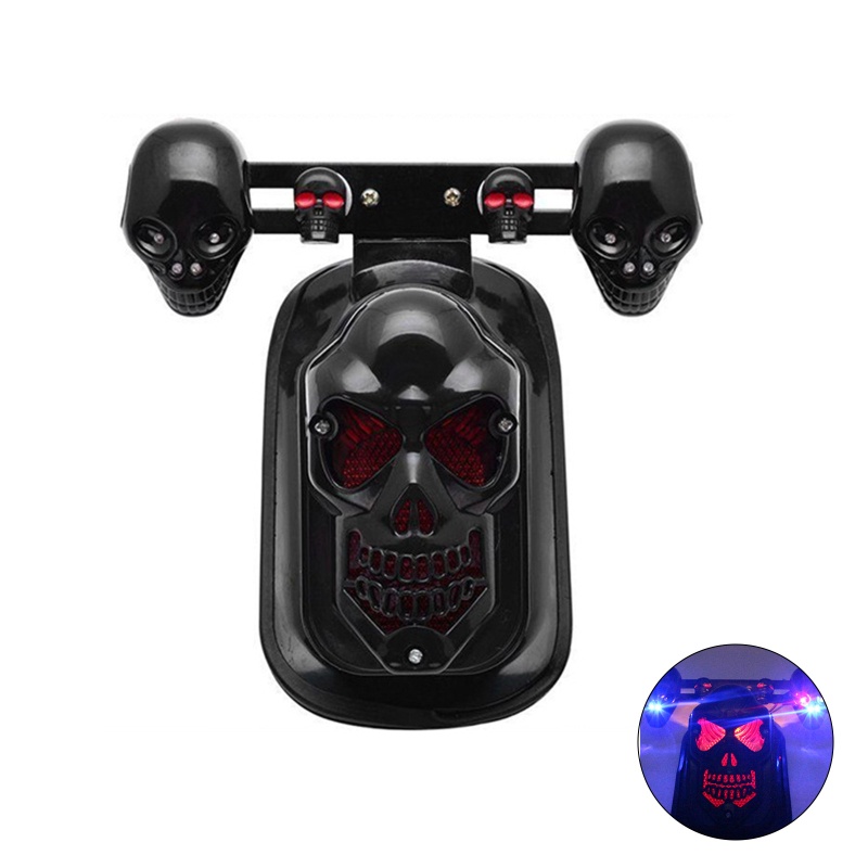Đèn LED Tín Hiệu Phanh Dừng Xe Máy Hình Đầu Lâu 12V DC Thông Dụng Dễ Lắp Đặt
