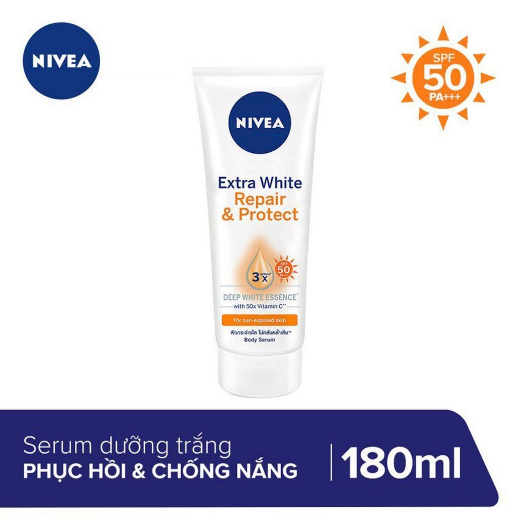 TINH CHẤT DƯỠNG THỂ NIVEA - Extra White Repair & Protect Serum SPF50 180ml - MYLA SHOP