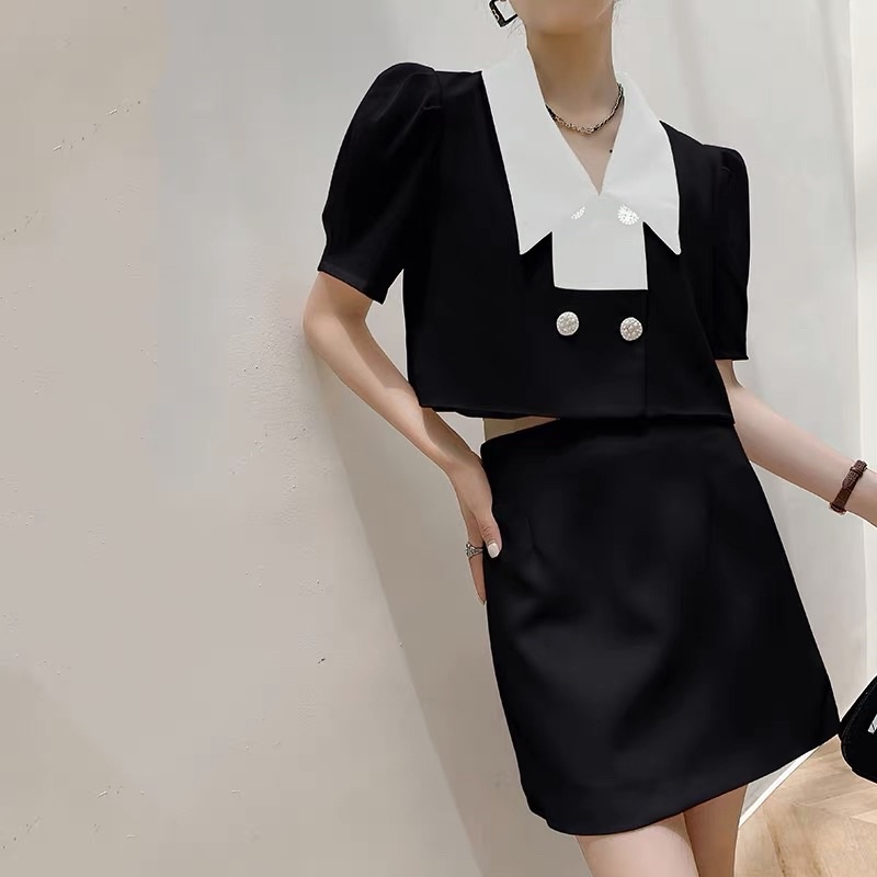 Áo sơ mi cộc tay  tiểu thư phong cách Hàn thanh lịch