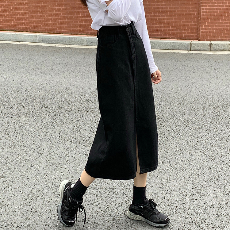 Chân váy denim form chữ A lưng cao màu trơn xinh xắn 36917 | BigBuy360 - bigbuy360.vn