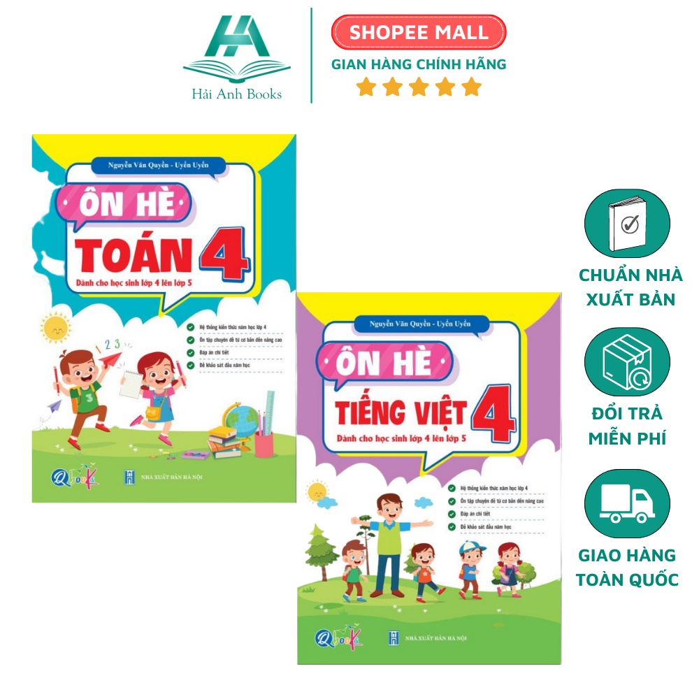 Combo Sách Ôn Hè Toán và Tiếng Việt 4 Dành cho học sinh lớp 4 lên 5