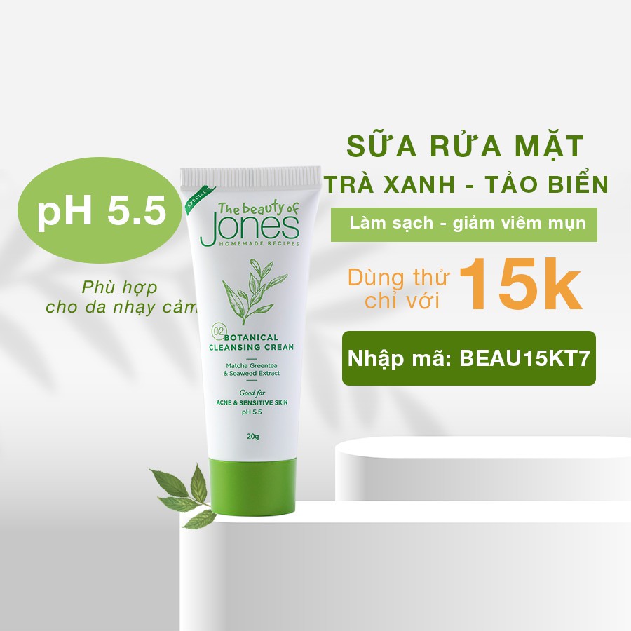 Sample Sữa rửa mặt da mụn nhạy cảm từ trà xanh tảo biển The Beauty of Jones