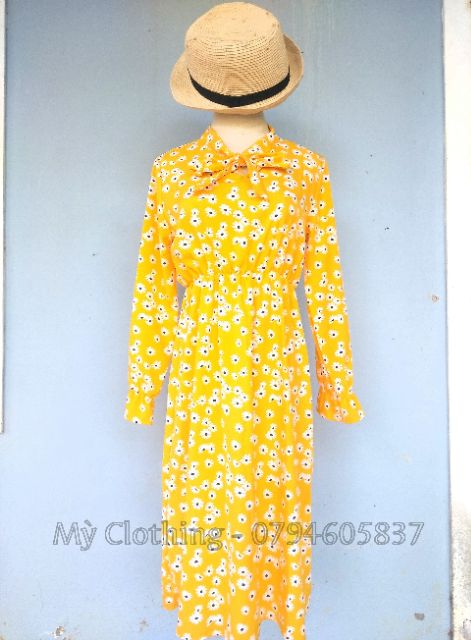 Váy hoa nhí vintage tay dài