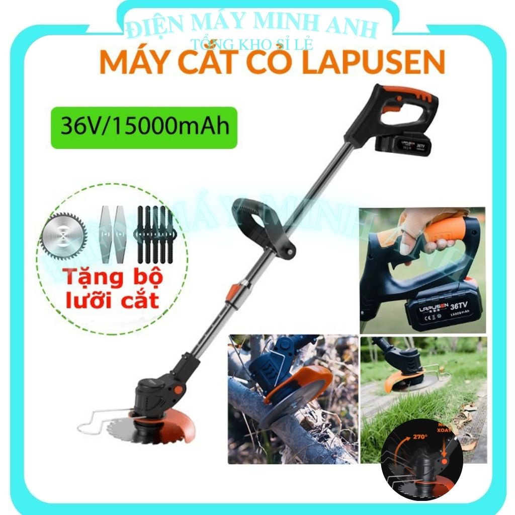 Máy cắt cỏ cầm tay tỉa phát cành cây chạy bằng pin LAPUSEN dùng cước cắt lõi thép đa năng gia đình giá rẻ