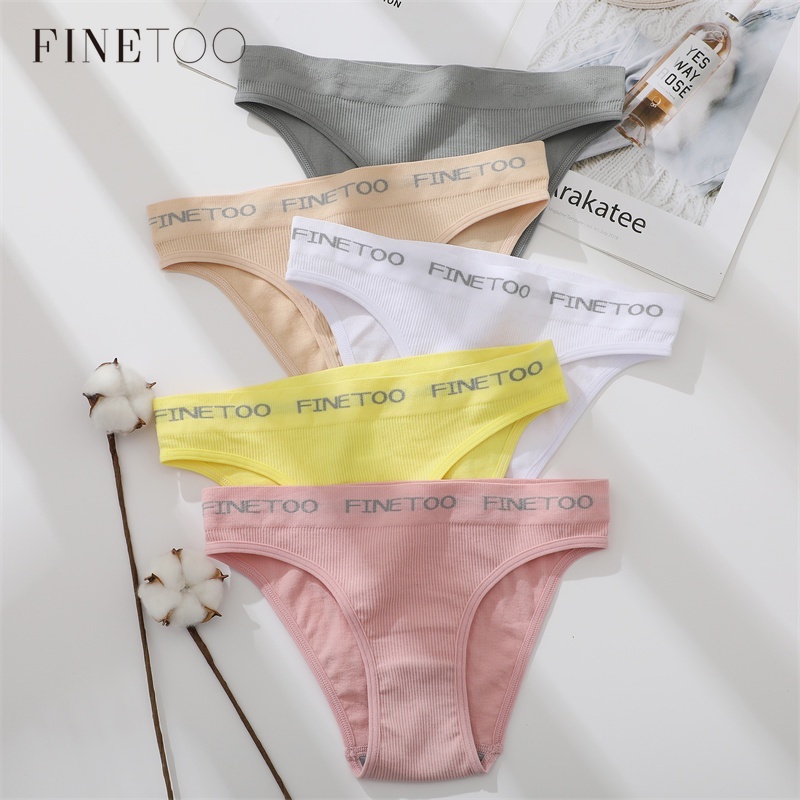Quần lót FINETOO cotton màu trơn không hằn vết thiết kế vừa vặn thời trang dành cho nữ